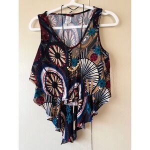 Blush Womens Boho Handkerchief Hem Tank Top Multicolor Medallion Print medium